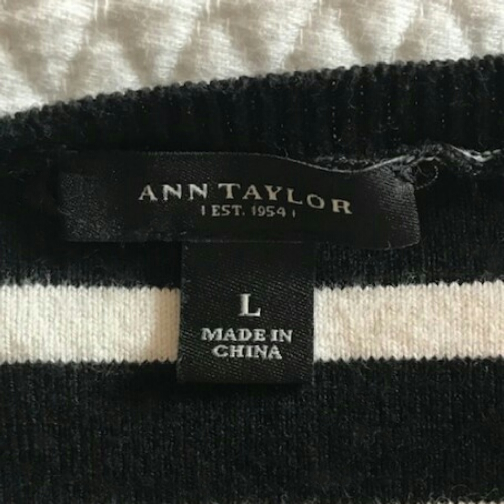 Ann Taylor Printed & Striped Sheath Sweater Dress large - Picture 5 of 6